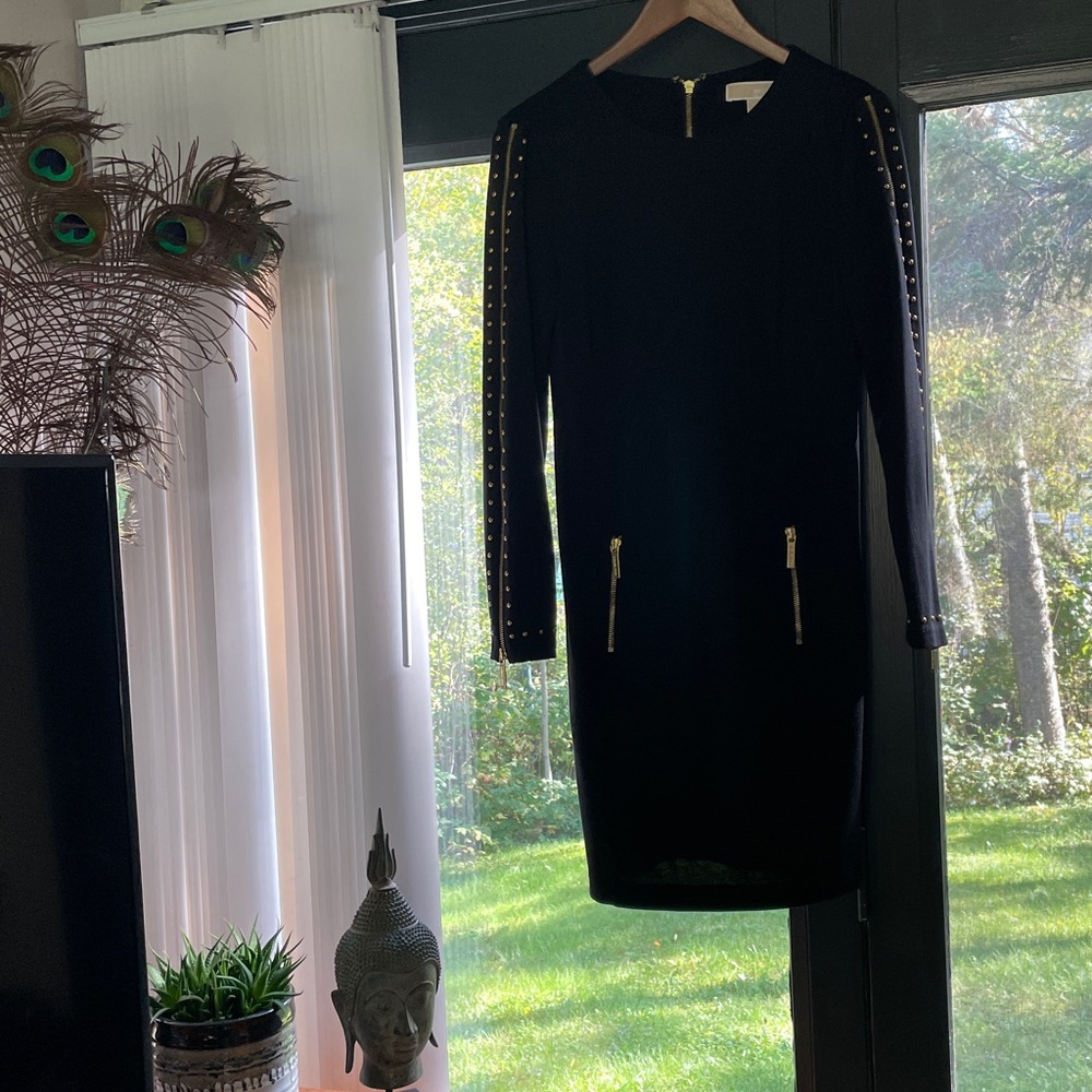 Michael Kors Black Dress with Gold Details